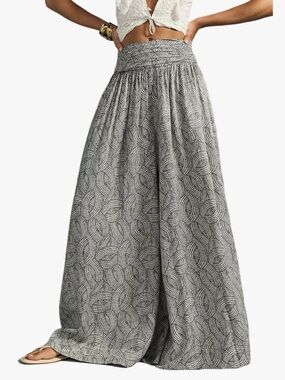 By Anthropologie Wide-Leg Black and White Boho Print Pants Women’s Plus Sz 22W